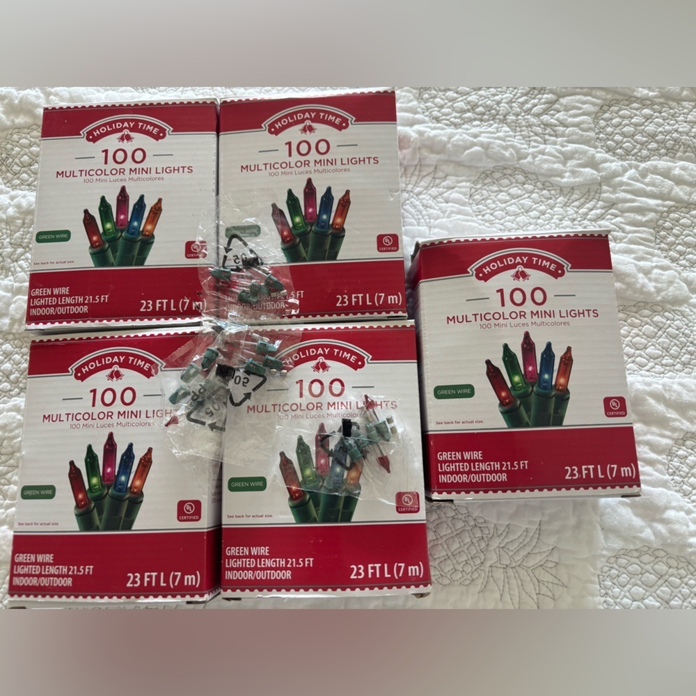 Holiday Time 100 Multicolored Lights Lot Of 5 Boxes